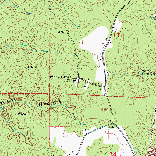 Topographic Map of Piney Grove Baptist Church, AL