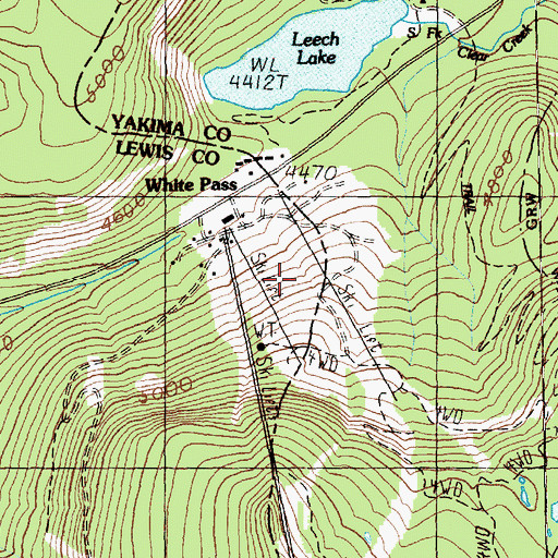 Topographic Map of White Pass Ski Area, WA