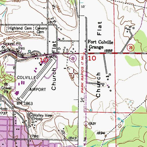 Topographic Map of Colville Senior High School, WA
