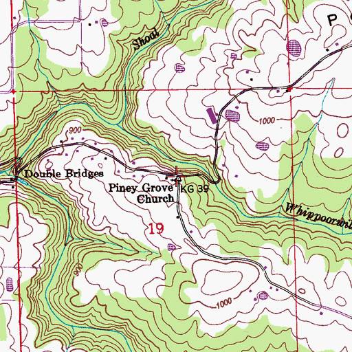 Topographic Map of Piney Grove Church, AL