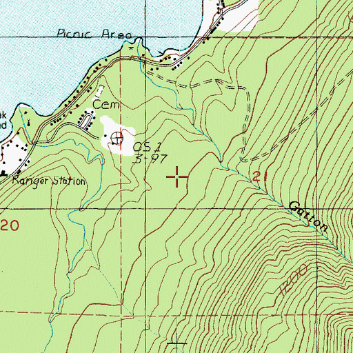 Topographic Map of Quinault Recreation Area, WA