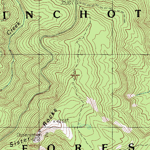 Topographic Map of Sister Rocks Research Natural Area, WA