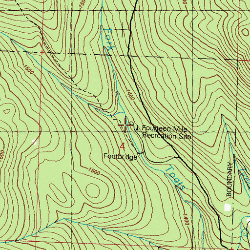 Topographic Map of Fourteen Mile Recreation Site, WA