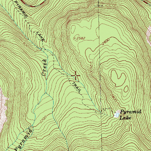 Topographic Map of Pyramid Lake Research Natural Area, WA