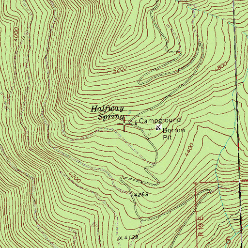 Topographic Map of Halfway Spring Campground, WA