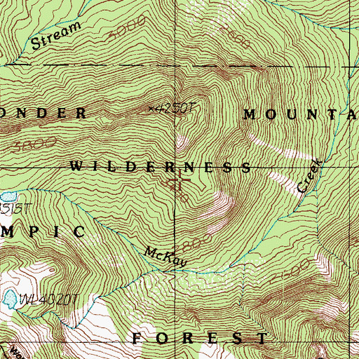 Topographic Map of Wonder Mountain Wilderness, WA