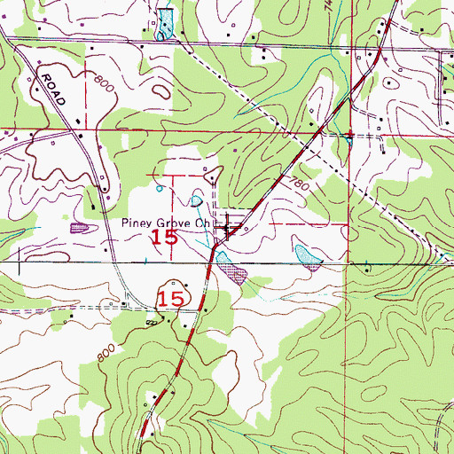 Topographic Map of Piney Grove Church of Christ, AL