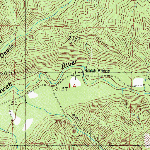 Topographic Map of Balch Bridge, WA
