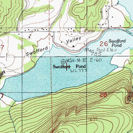 Topographic Map of Swofford Pond, WA