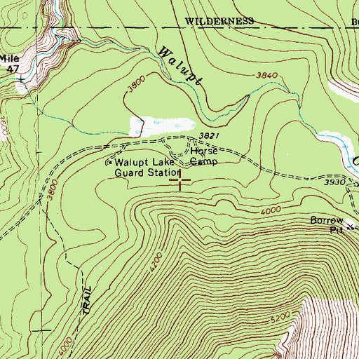 Topographic Map of Walupt Lake Horse Camp, WA