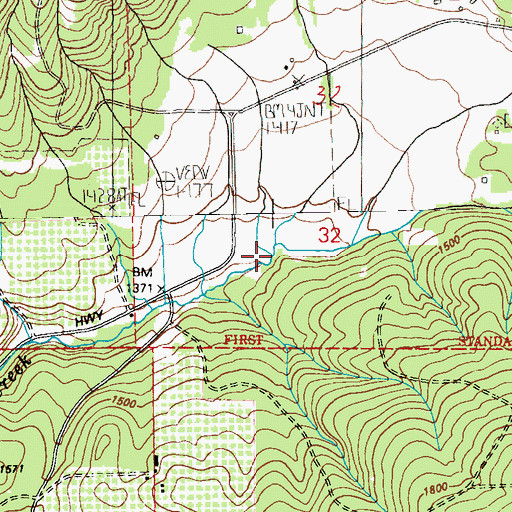 Topographic Map of Kline Creek, WA