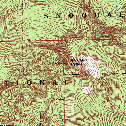 Topographic Map of McClain Peaks, WA
