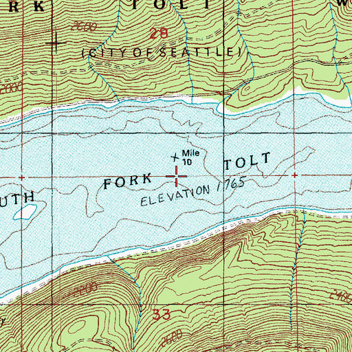 Topographic Map of South Fork Tolt Reservoir, WA