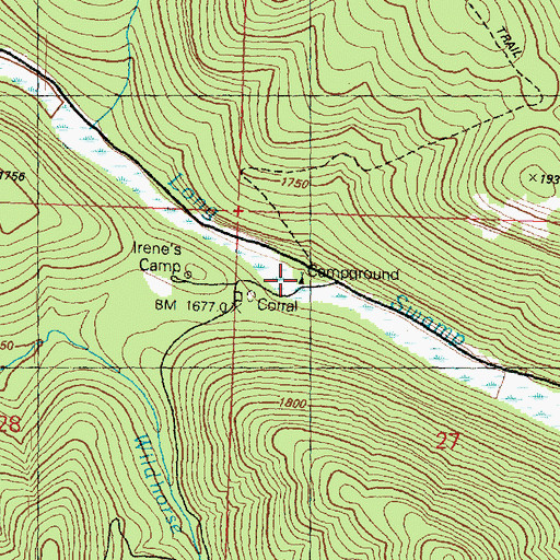 Topographic Map of Long Swamp Campground, WA