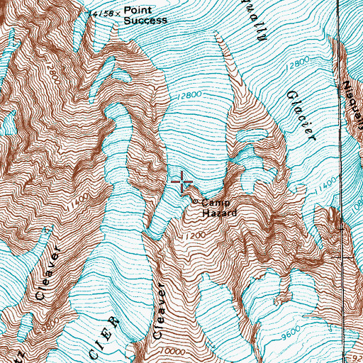 Topographic Map of Kautz Ice Cliff, WA
