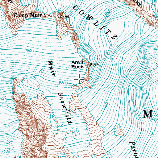 Topographic Map of Moon Rocks, WA