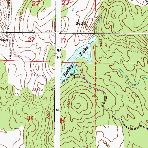 Topographic Map of Rocky Lake Recreation Site, WA