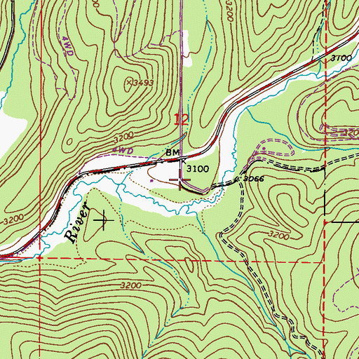 Topographic Map of Flodelle Campground, WA