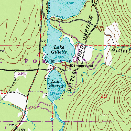 Topographic Map of Gillette Recreation Area, WA