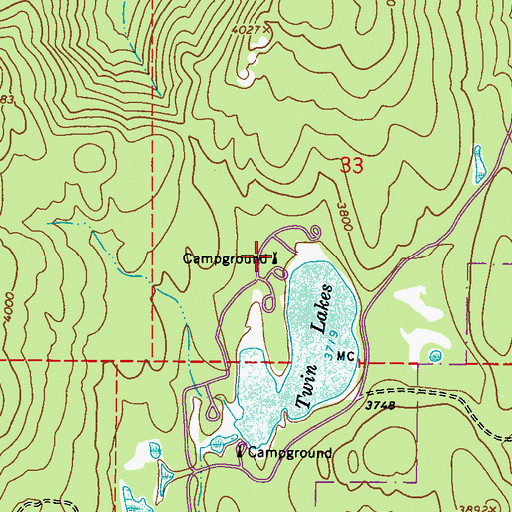 Topographic Map of Little Twin Lakes Recreation Area, WA
