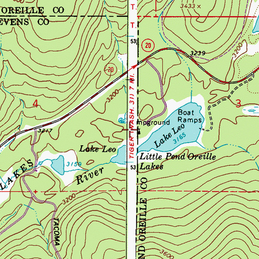 Topographic Map of Lake Leo Campground, WA