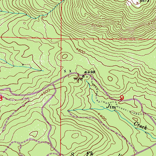 Topographic Map of Jim Creek Mine, WA