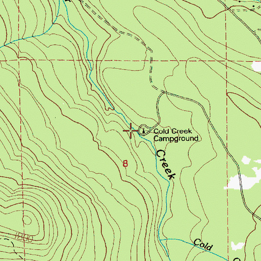 Topographic Map of Cold Creek Campground, WA