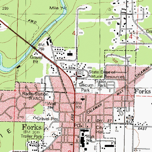 Topographic Map of Pacific Ranger District - Forks Office, WA