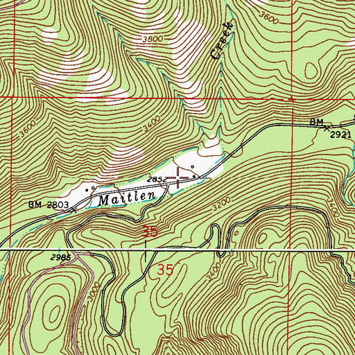 Topographic Map of Maitlen, WA