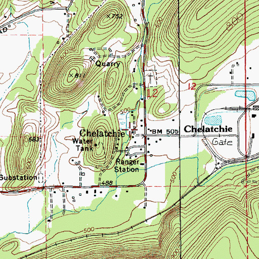 Topographic Map of Mount Saint Helens National Volcanic Monument Headquarters, WA