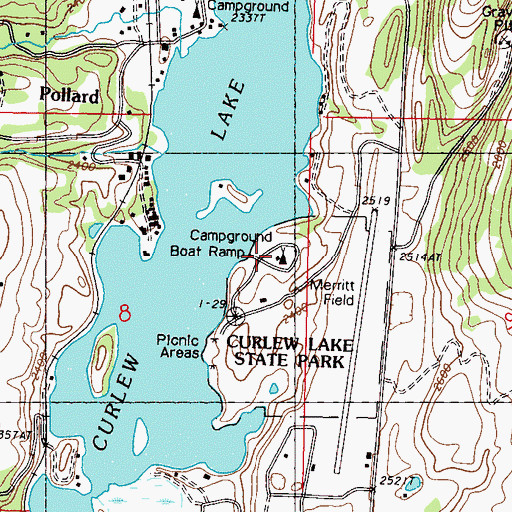 Topographic Map of Curlew Lake Campground, WA