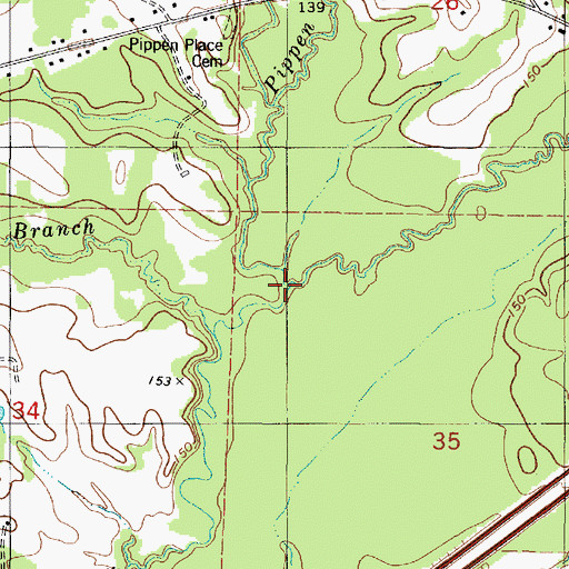 Topographic Map of Pippen Creek, AL