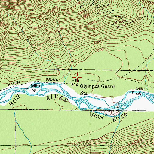 Topographic Map of Olympus Ranger Station, WA