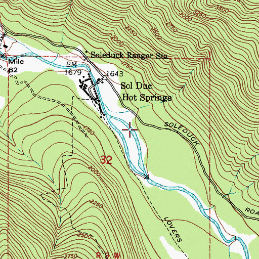 Topographic Map of Soleduck Campground, WA