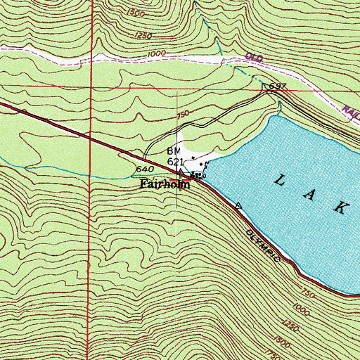 Topographic Map of Fairholme Campground, WA