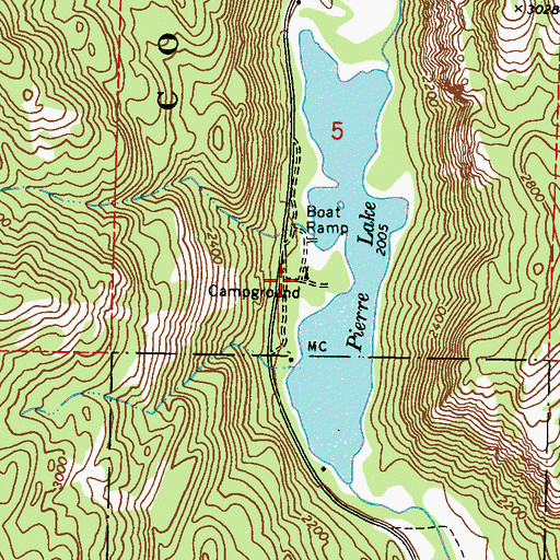 Topographic Map of Pierre Lake Campground, WA