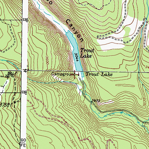 Topographic Map of Trout Lake Campground, WA