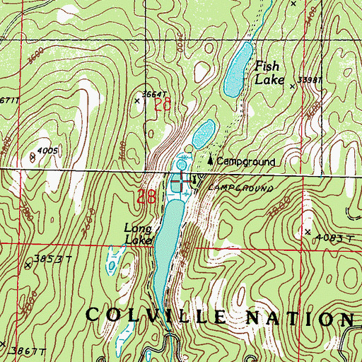 Topographic Map of Long Lake Campground, WA