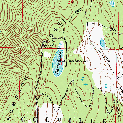 Topographic Map of Davis Lake Campground, WA