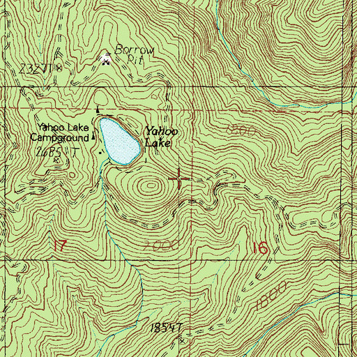Topographic Map of Yahoo Lake Campground, WA