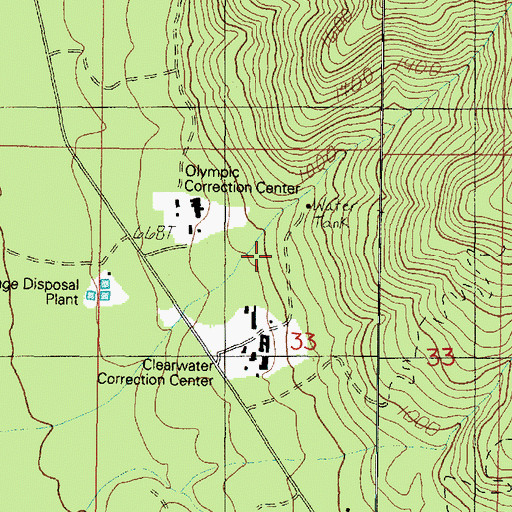 Topographic Map of Clearwater Honor Camp, WA