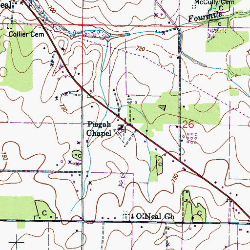 Topographic Map of Mount Pisgah Baptist Church, AL