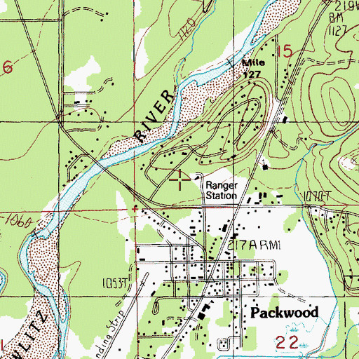 Topographic Map of Packwood Ranger Station, WA