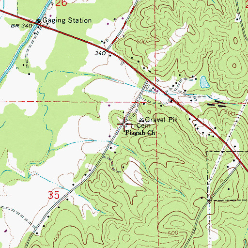 Topographic Map of Pisgah Baptist Church, AL