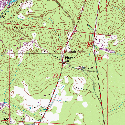 Topographic Map of Mount Pisgah United Methodist Church, AL