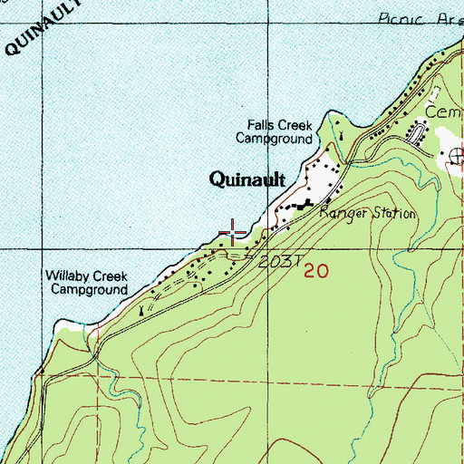Topographic Map of Pacific Ranger District - Quinault Office, WA
