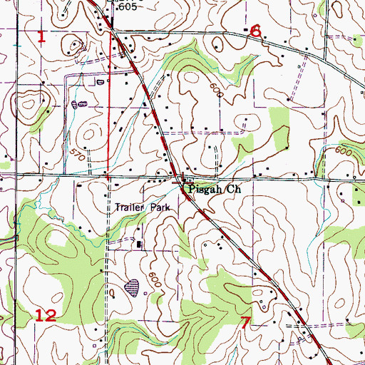 Topographic Map of Pisgah African Methodist Episcopal Church, AL