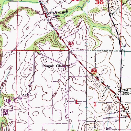Topographic Map of Pisgah First Methodist Church, AL