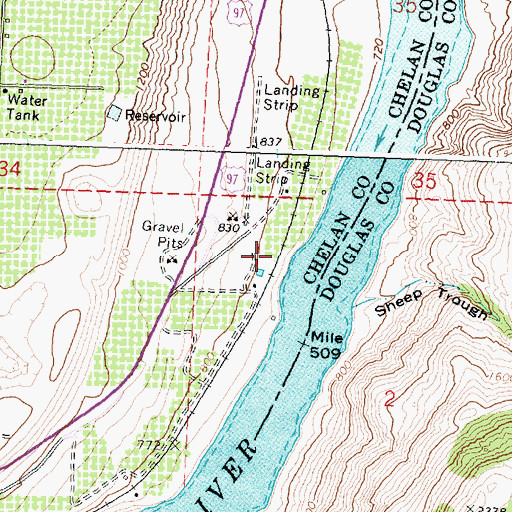 Topographic Map of Hugo Siding, WA