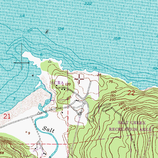 Topographic Map of Salt Creek Campground, WA